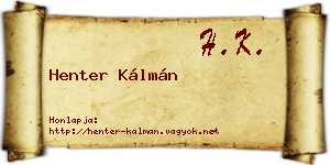 Henter Kálmán névjegykártya